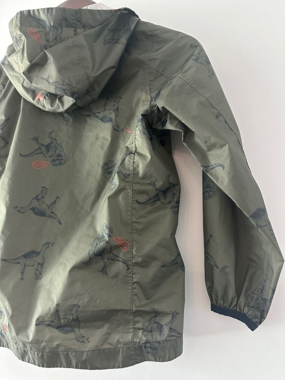 Joules Olive Green Dinosaur Print Hooded Raincoat - Picture 9 of 9